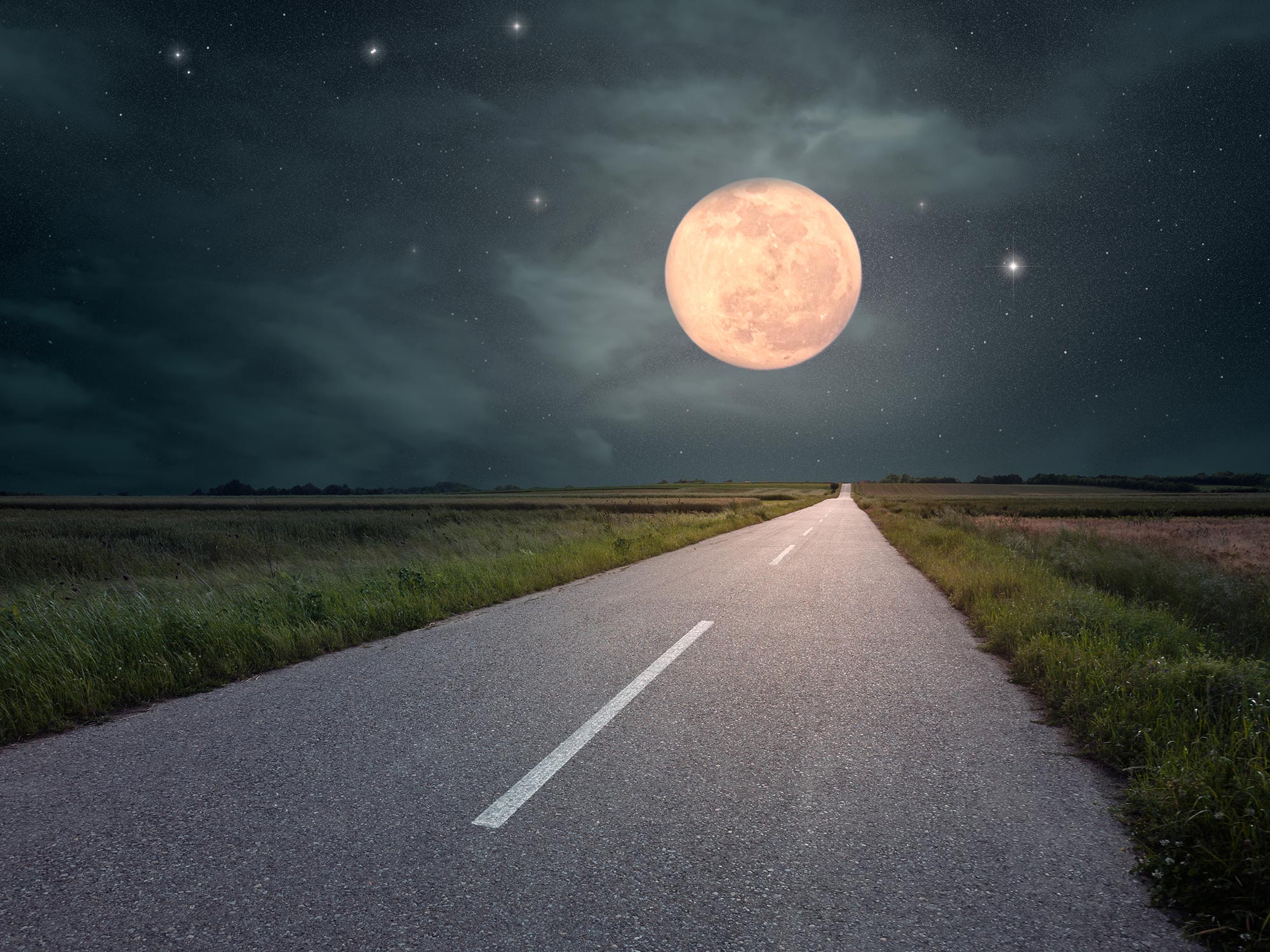 road moon horizon